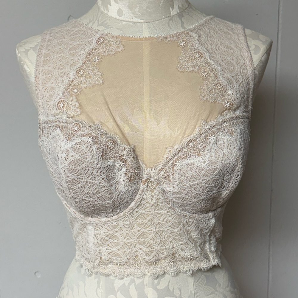 Victoria's Secret Lace Crop Top - Cream